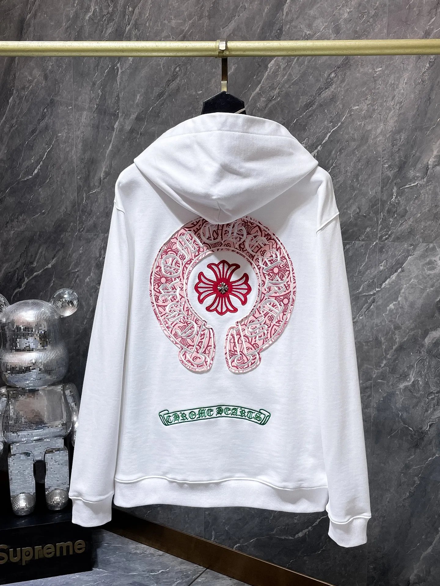 P276 Chrome Hearts Autumn and Winter 2025 Counter Synchronization Horseshoe Cross Handmade Three-dimensional Custom Patched Embroidery Hooded Sweatshirt Heavy Embroidery! ! ! Tens of thousands of needles! ! Improved customized version of 1:1 high-gram weight high-quality fabric Recommended color: white black code number: S, M, L, XL